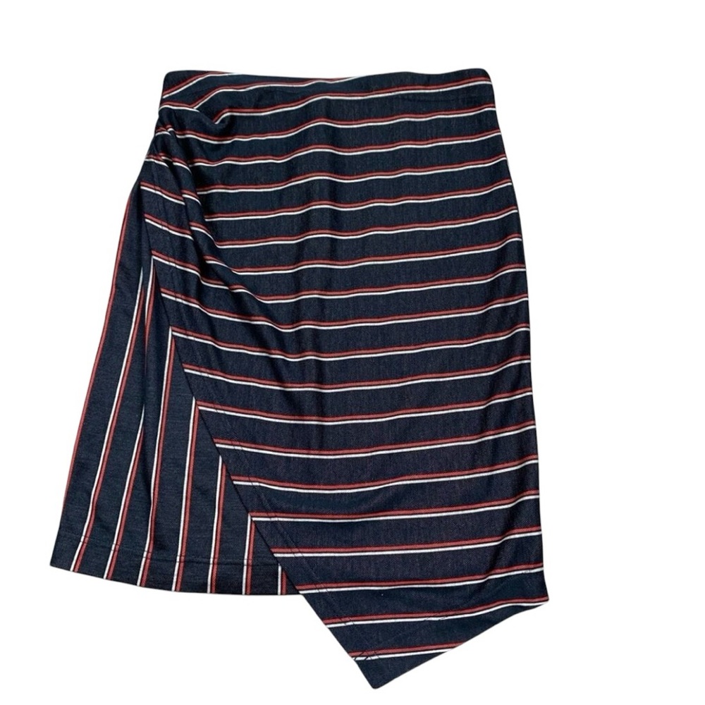 &. Layered Striped faux wrap skirt